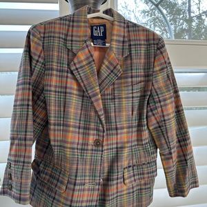 Vintage 90’s Gap Kids Plaid 2 Button Blazer Heavy Cotton